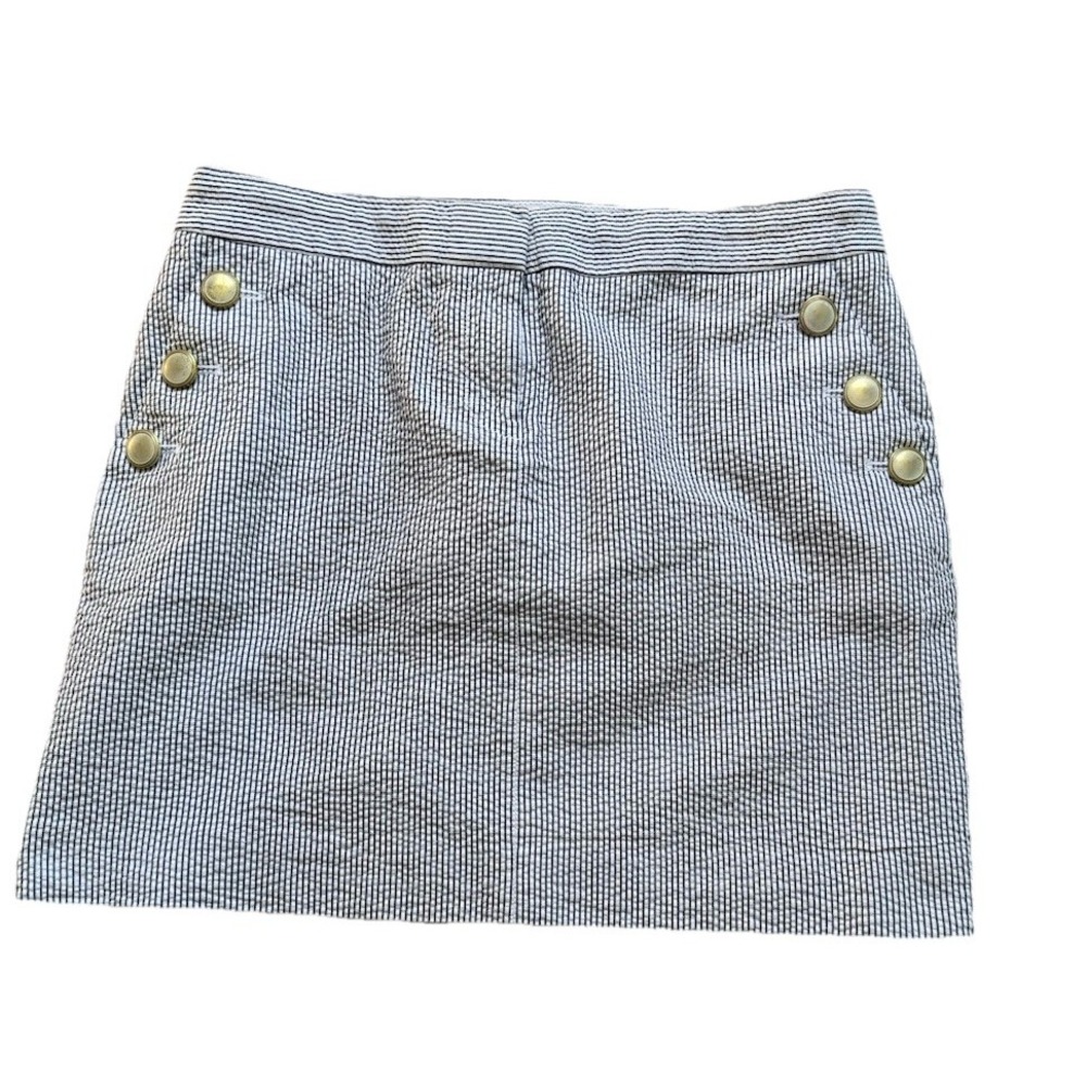 J. CREW‎ Stretch Seersucker Sailor Button Miniskirt Blue White Size 2